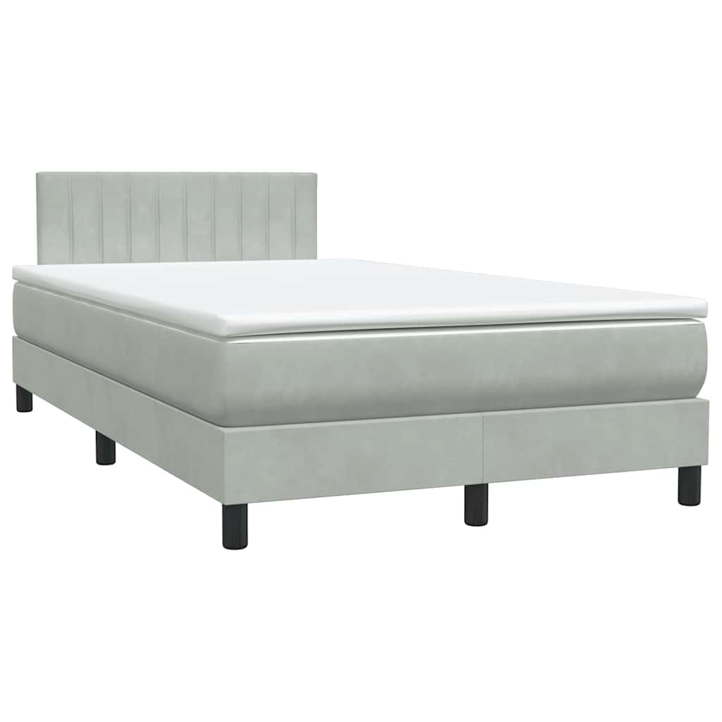 Sommier à lattes de lit et matelas gris clair 120x220cm velours - XIOS