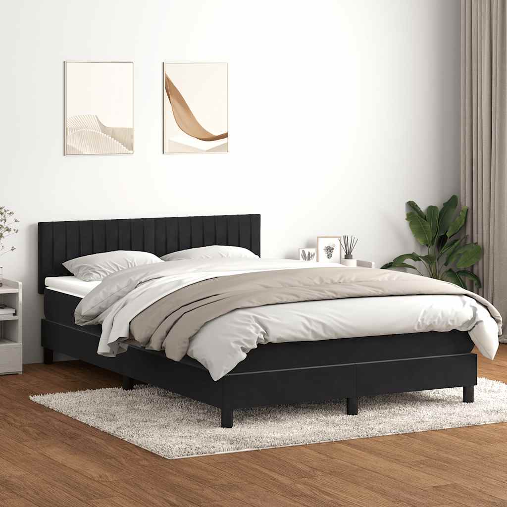 Sommier à lattes de lit avec matelas noir 140x220 cm velours - XIOS