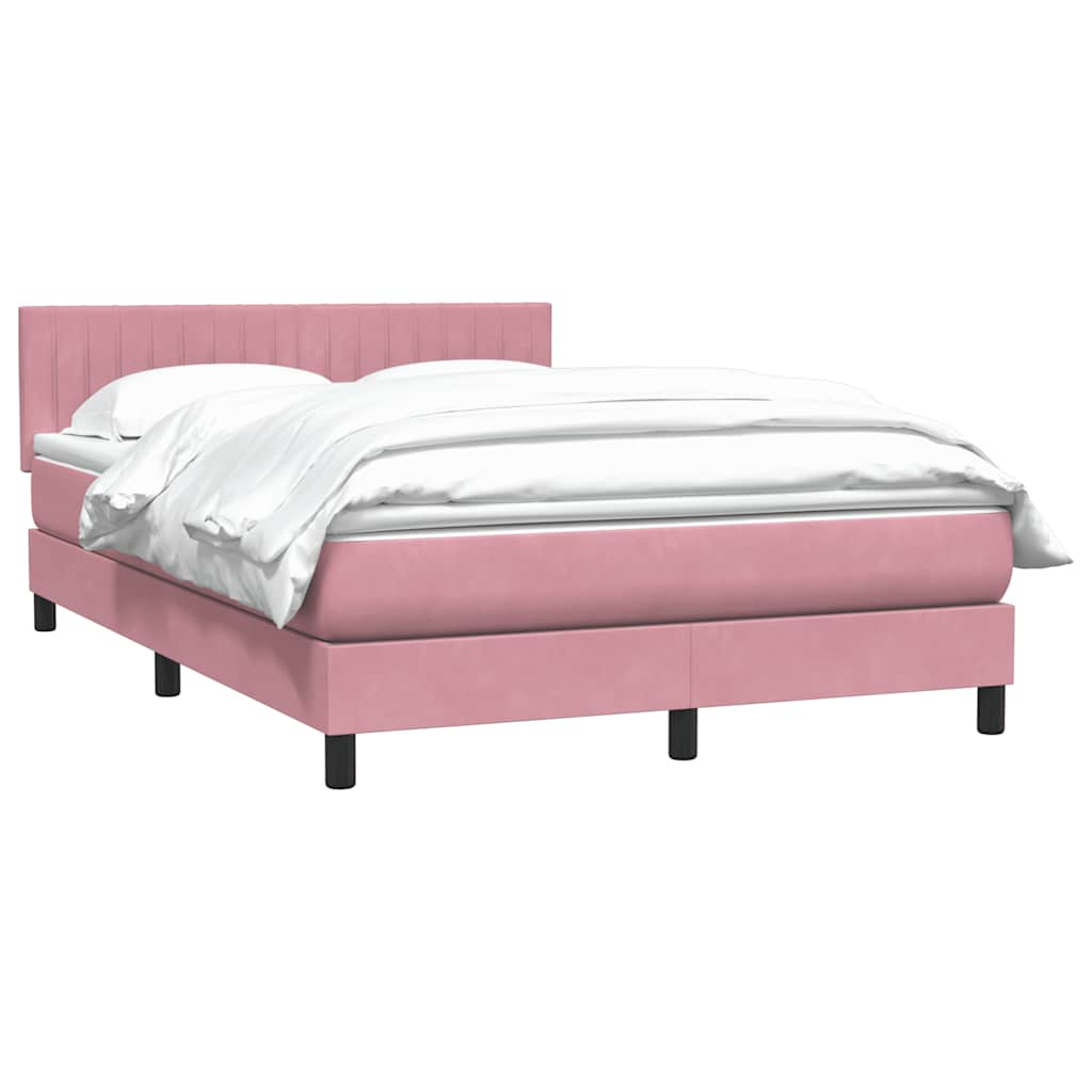 Sommier à lattes de lit avec matelas rose 140x220 cm velours - XIOS