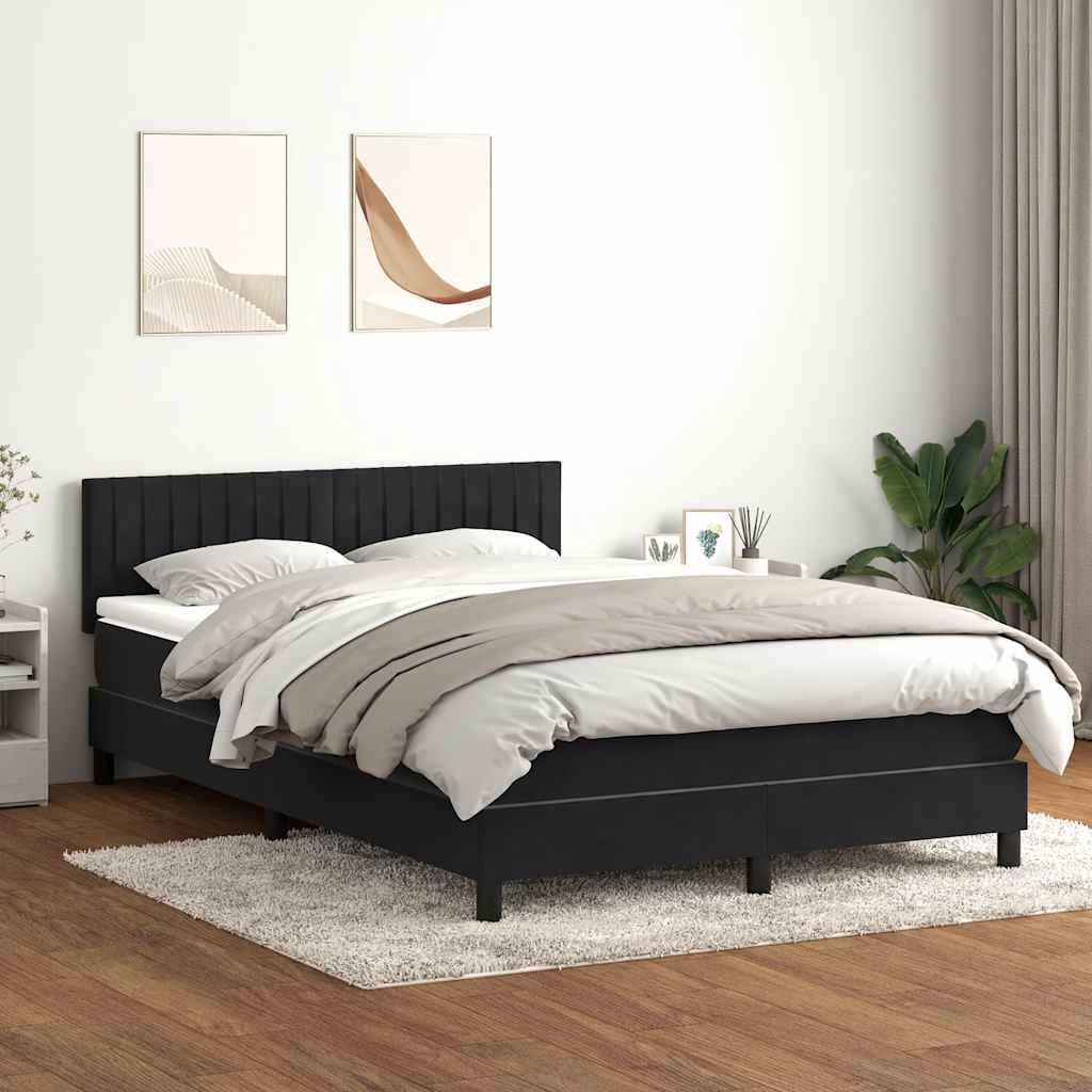 Sommier à lattes de lit avec matelas noir 160x220 cm velours - XIOS