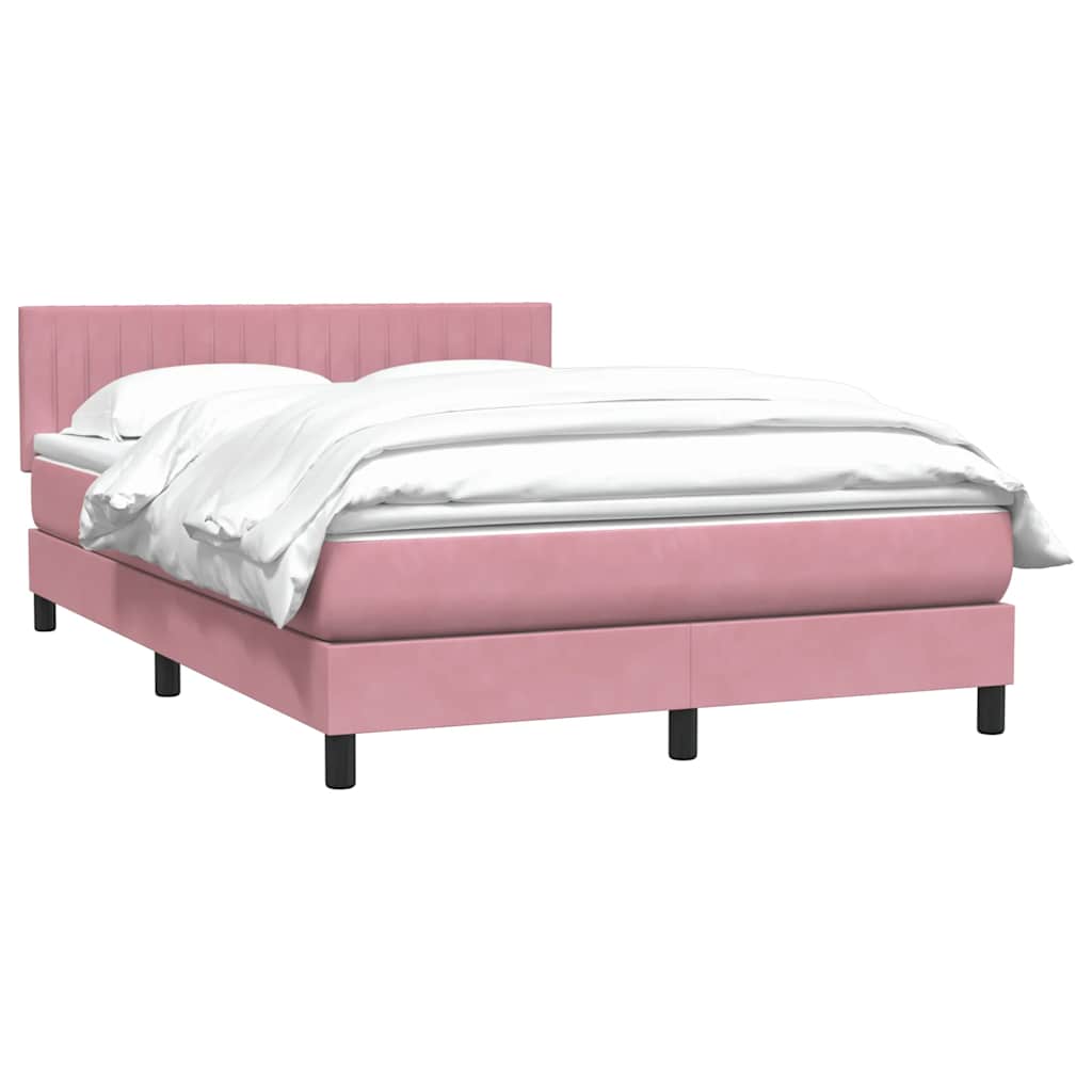 Sommier à lattes de lit avec matelas rose 160x220 cm velours - XIOS