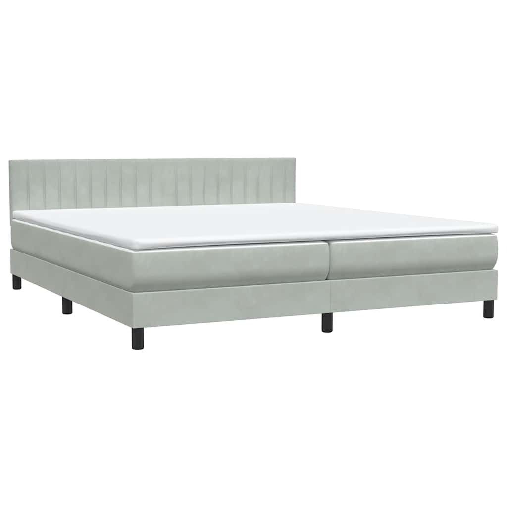 Sommier à lattes de lit et matelas gris clair 180x220cm velours - XIOS