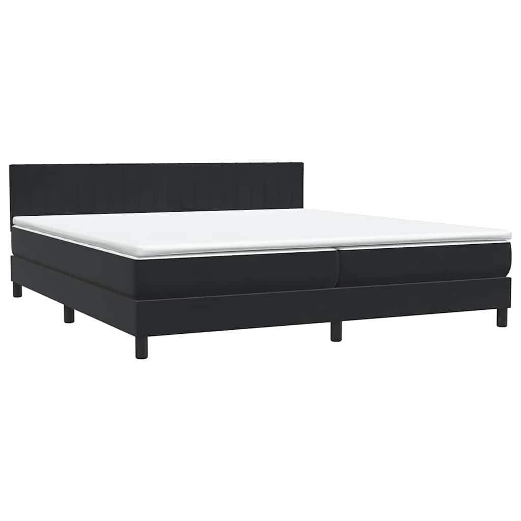 Sommier à lattes de lit avec matelas noir 200x220 cm velours - XIOS