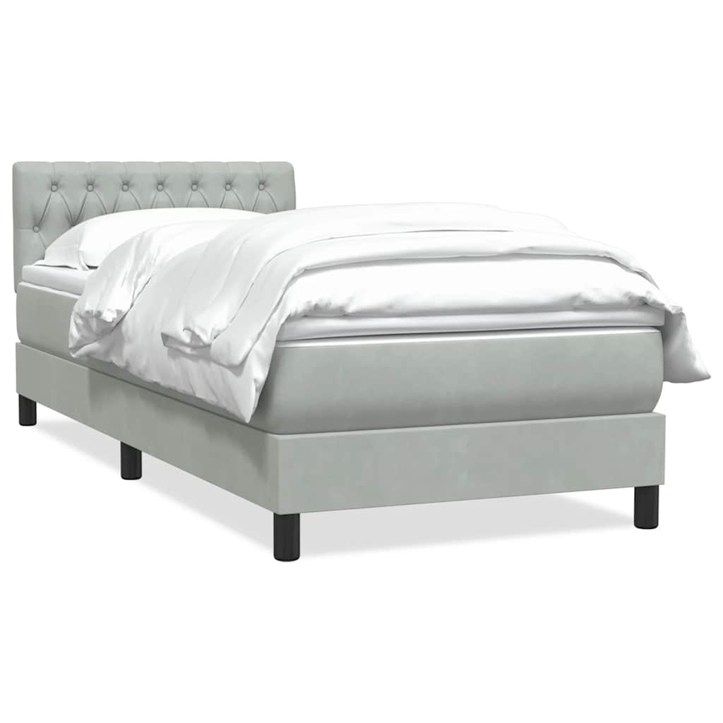 Sommier à lattes de lit et matelas gris clair 80x210 cm velours - XIOS