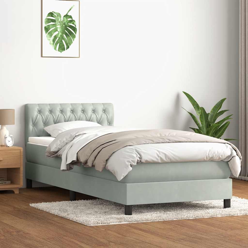 Sommier à lattes de lit et matelas gris clair 80x210 cm velours - XIOS