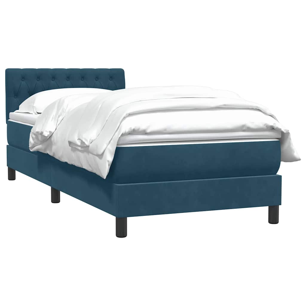 Sommier à lattes de lit et matelas bleu foncé 80x210 cm velours - XIOS