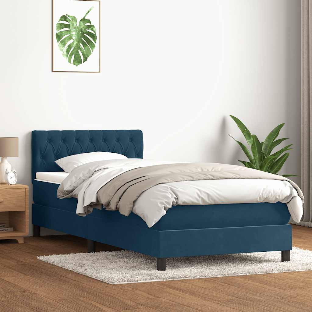 Sommier à lattes de lit et matelas bleu foncé 80x210 cm velours - XIOS