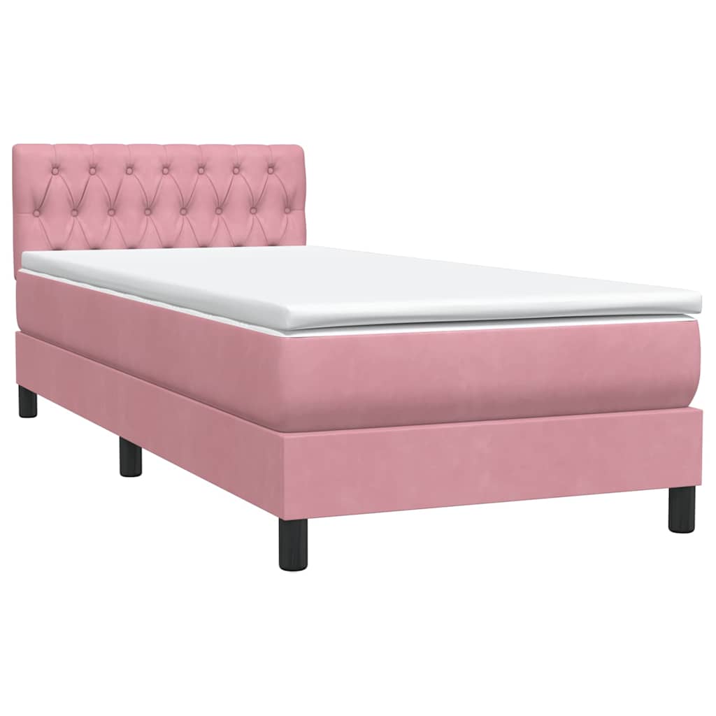 Sommier à lattes de lit avec matelas rose 90x210 cm velours - XIOS