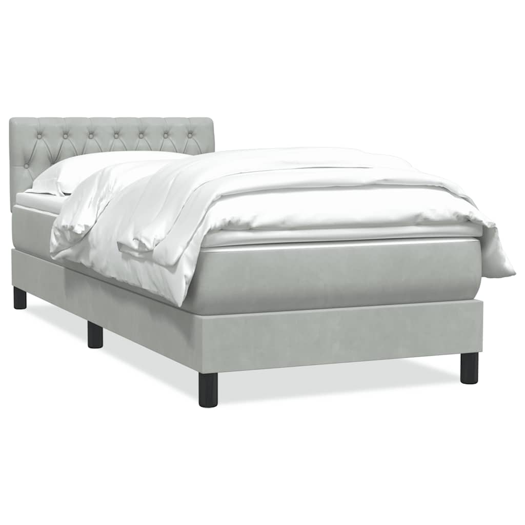 Sommier à lattes de lit et matelas gris clair 100x210cm velours - XIOS