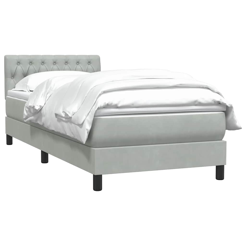 Sommier à lattes de lit et matelas gris clair 100x210cm velours - XIOS