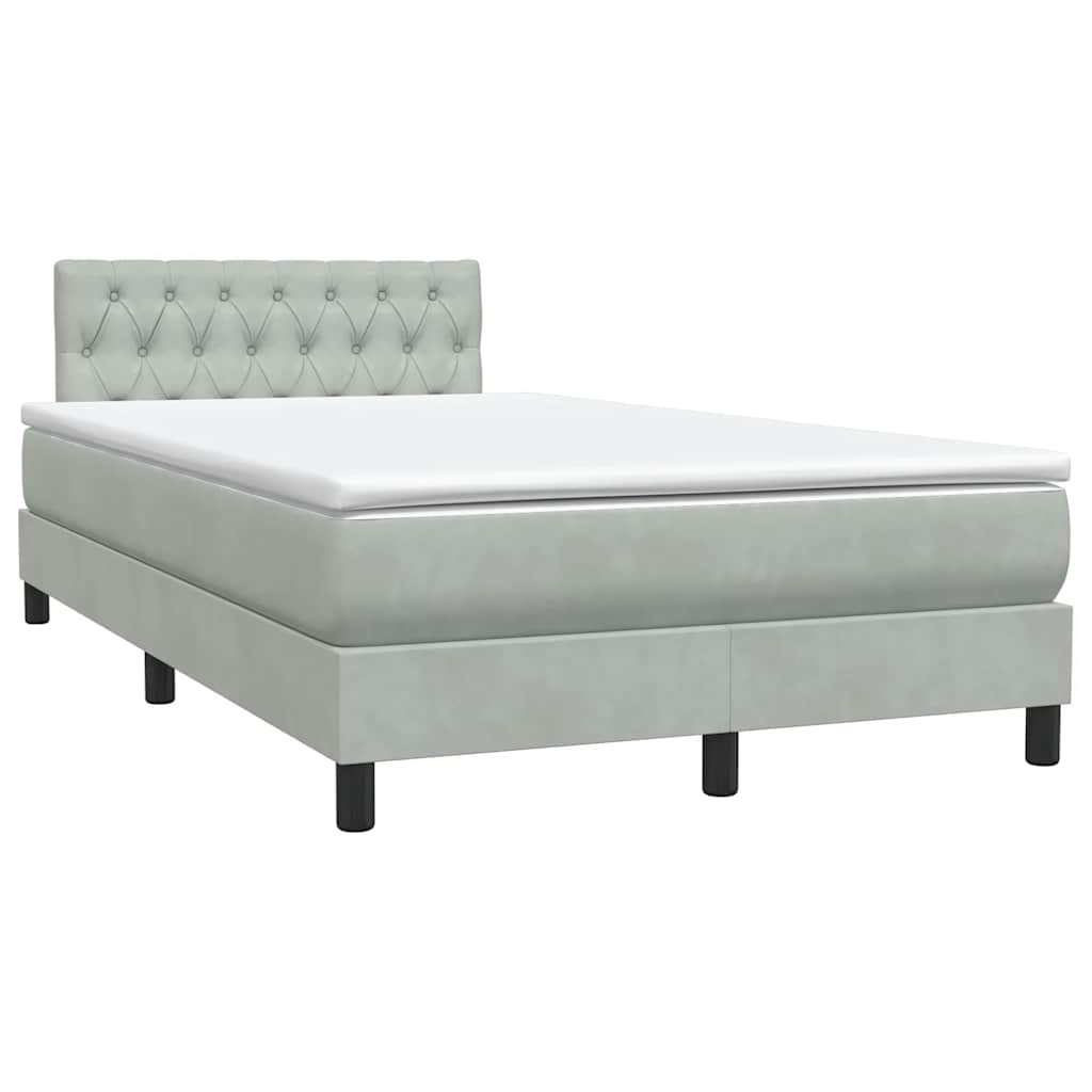 Sommier à lattes de lit et matelas gris clair 120x210cm velours - XIOS