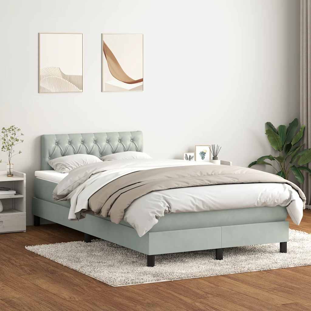 Sommier à lattes de lit et matelas gris clair 120x210cm velours - XIOS