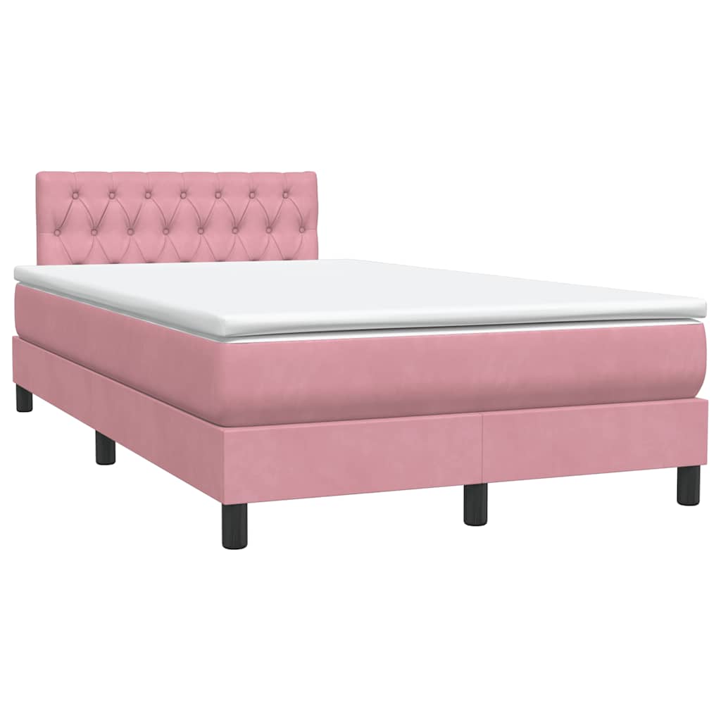 Sommier à lattes de lit avec matelas rose 120x210 cm velours - XIOS