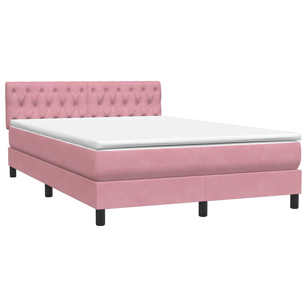 Sommier à lattes de lit avec matelas rose 140x210 cm velours - XIOS