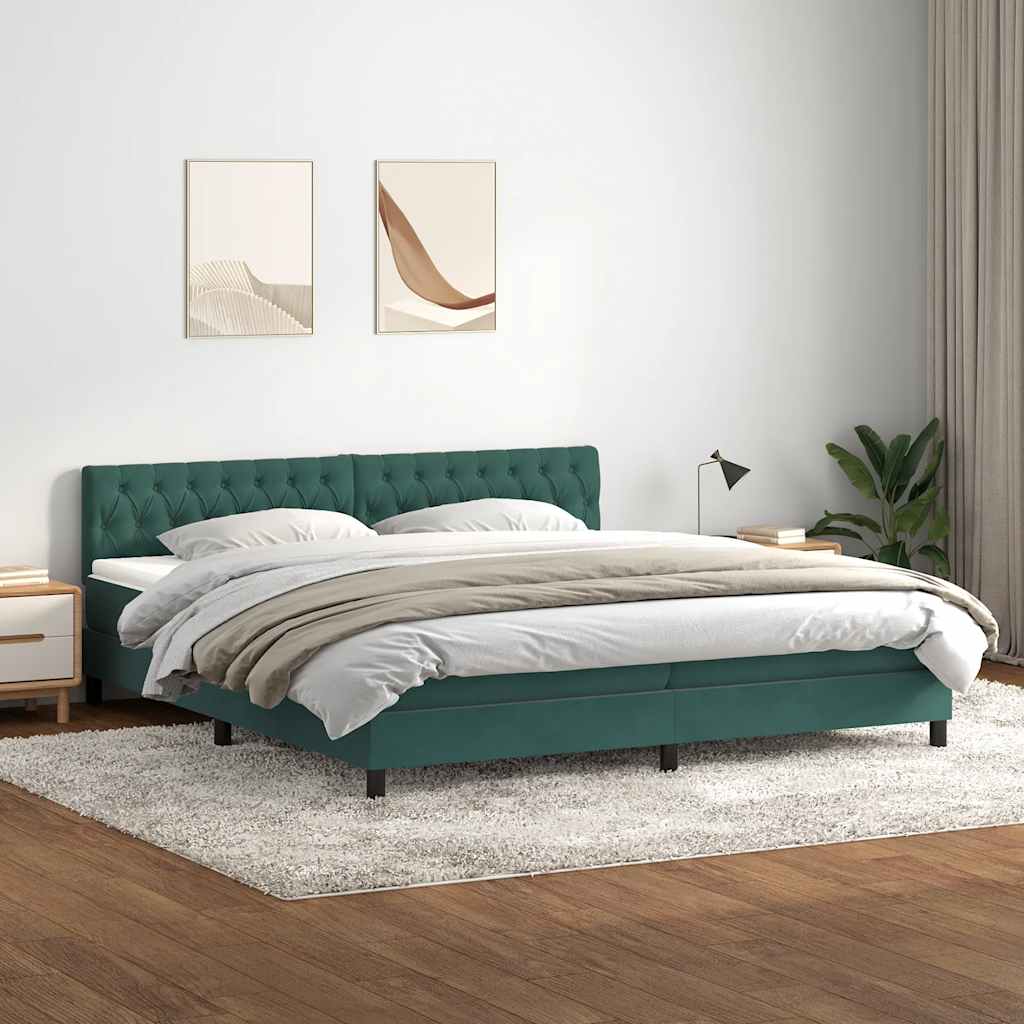 Sommier à lattes de lit et matelas vert foncé 180x210cm velours - XIOS