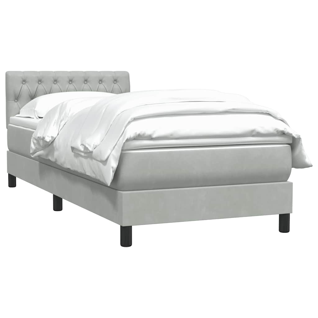 Sommier à lattes de lit et matelas gris clair 80x220 cm velours - XIOS