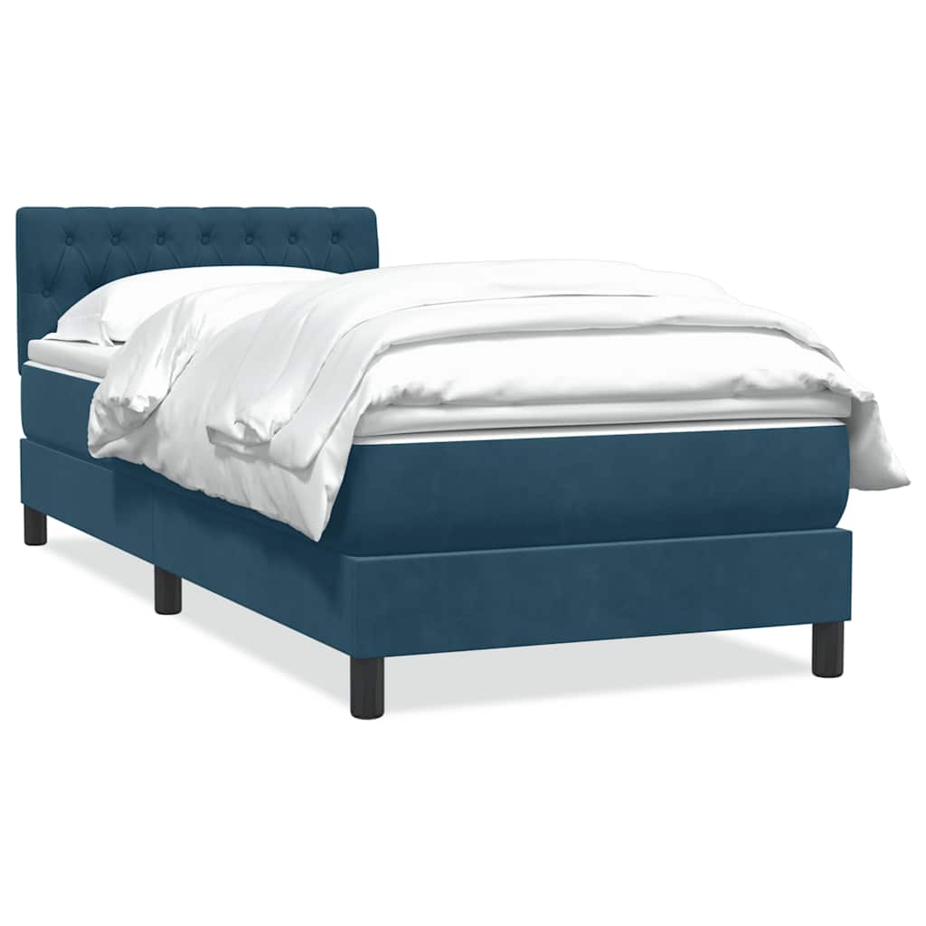 Sommier à lattes de lit et matelas bleu foncé 80x220 cm velours - XIOS