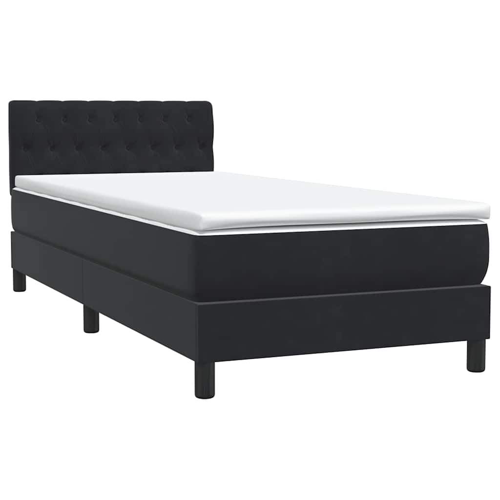 Sommier à lattes de lit avec matelas noir 90x220 cm velours - XIOS