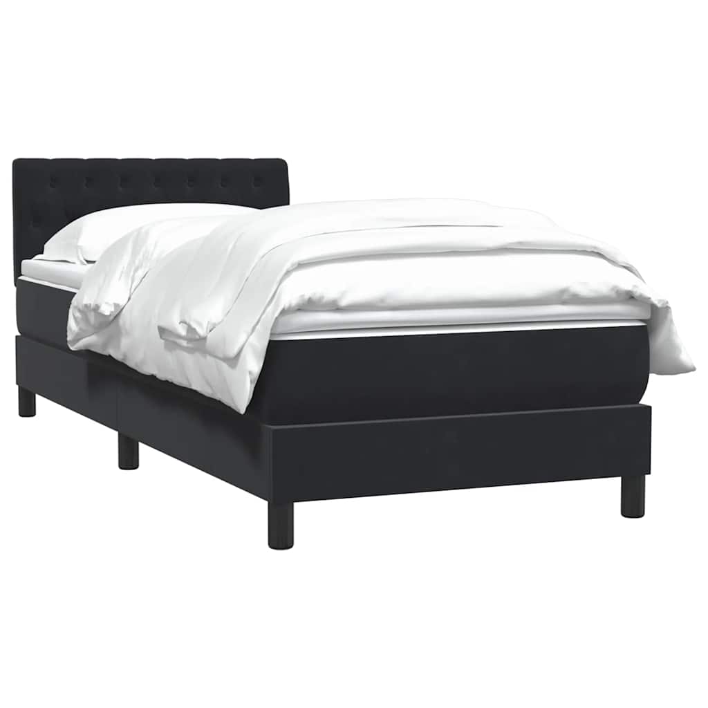 Sommier à lattes de lit avec matelas noir 90x220 cm velours - XIOS