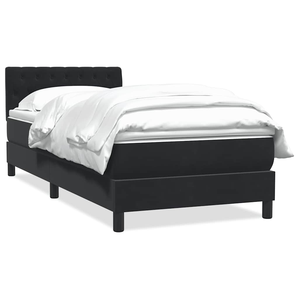Sommier à lattes de lit avec matelas noir 100x220 cm velours - XIOS
