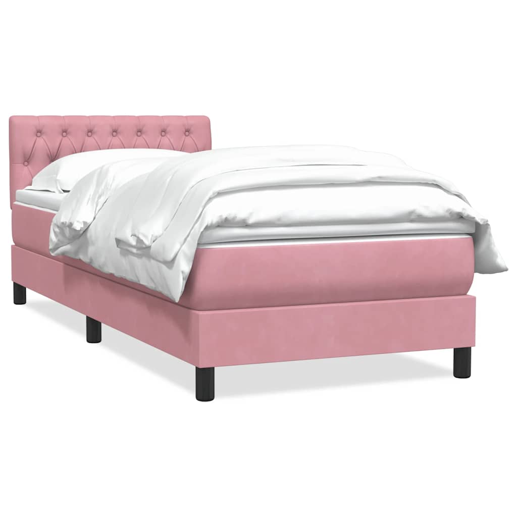Sommier à lattes de lit avec matelas rose 100x220 cm velours - XIOS