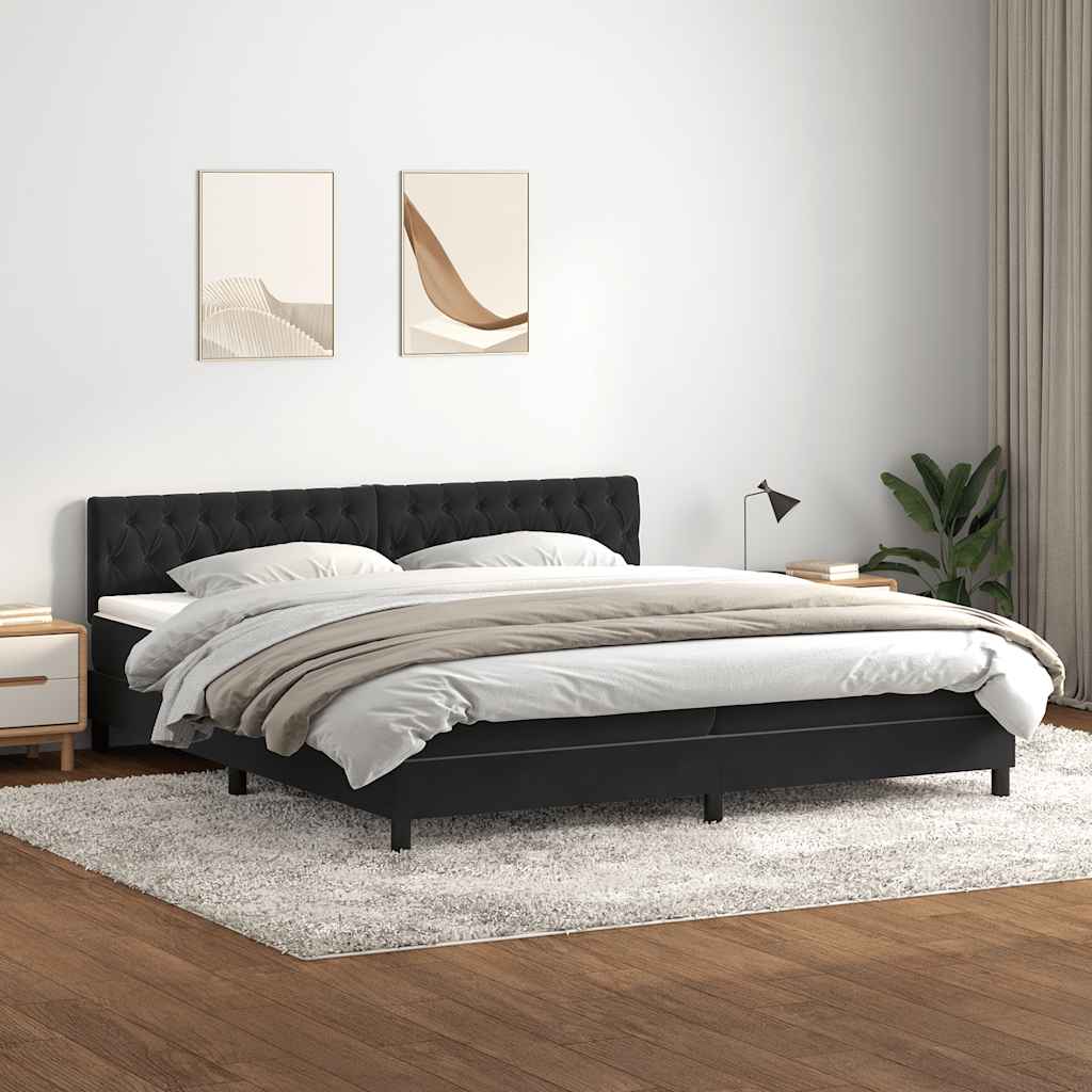 Sommier à lattes de lit avec matelas noir 200x220 cm velours - XIOS