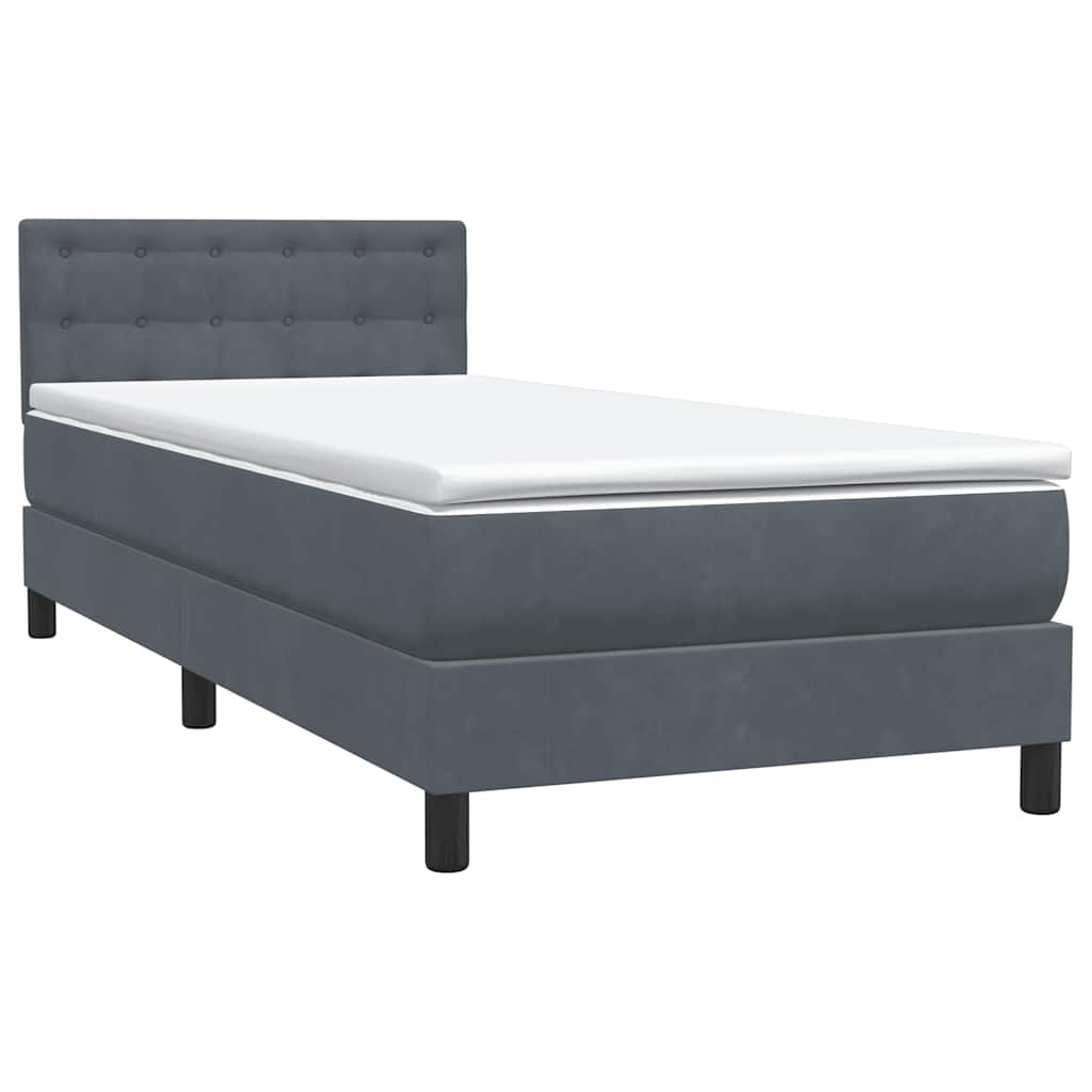 Sommier à lattes de lit et matelas gris foncé 80x210 cm velours - XIOS