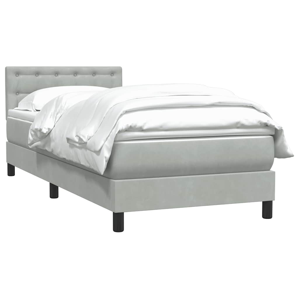 Sommier à lattes de lit et matelas gris clair 100x210cm velours - XIOS
