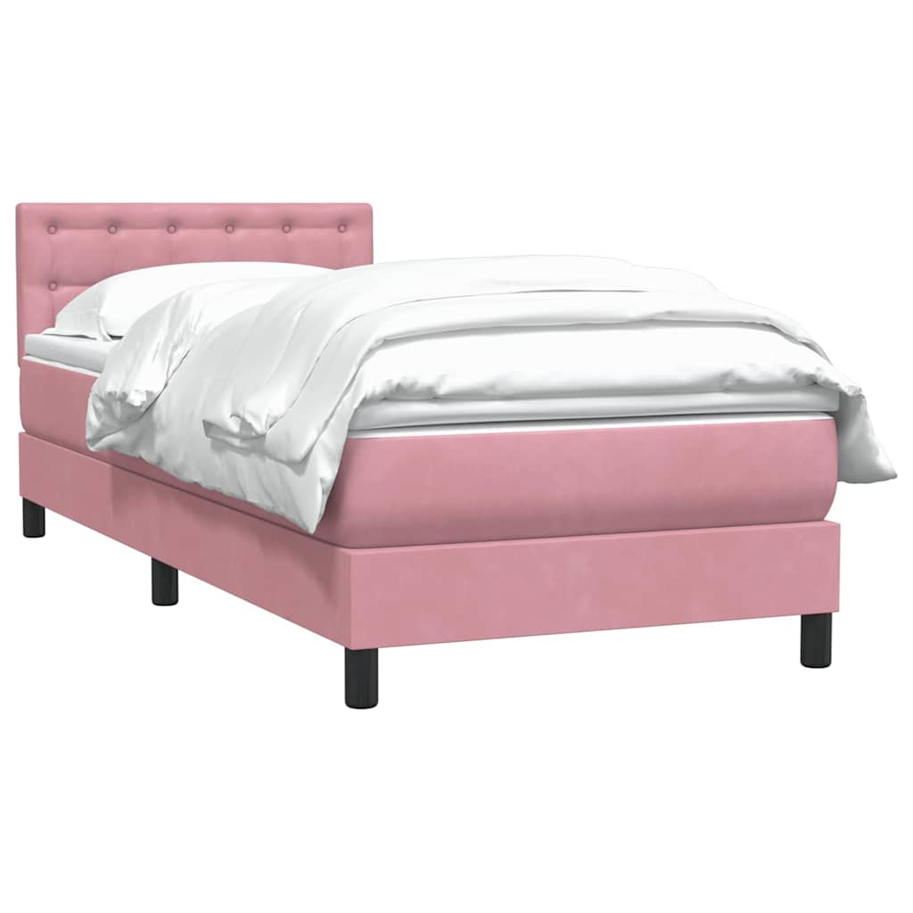 Sommier à lattes de lit avec matelas rose 100x210 cm velours - XIOS
