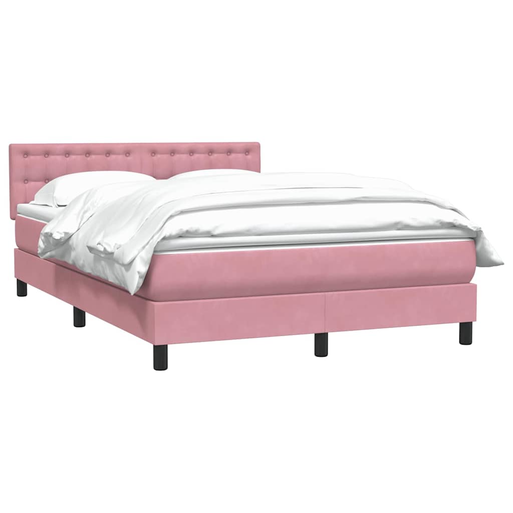 Sommier à lattes de lit avec matelas rose 140x210 cm velours - XIOS