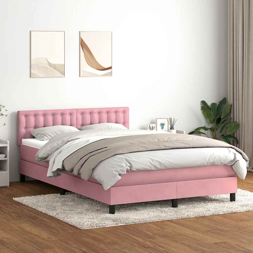 Sommier à lattes de lit avec matelas rose 160x210 cm velours - XIOS