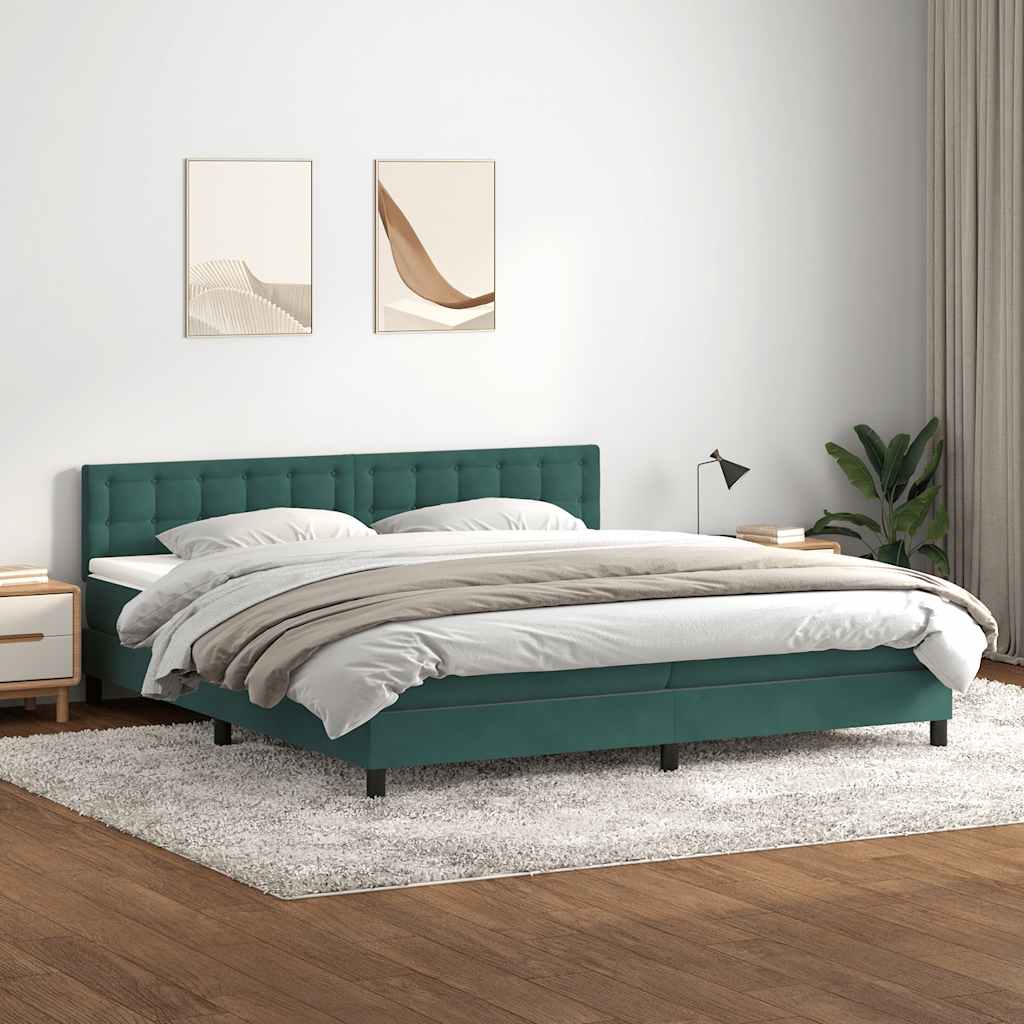 Sommier à lattes de lit et matelas vert foncé 180x210cm velours - XIOS