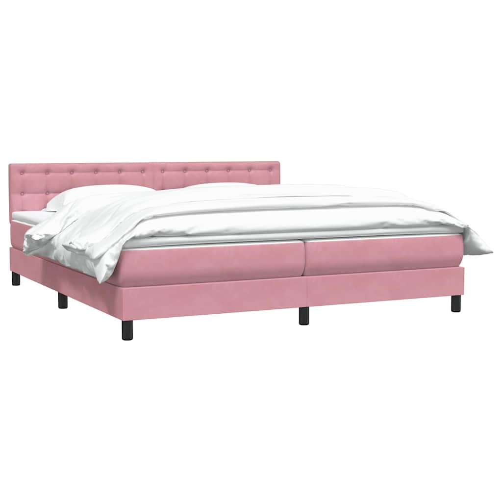 Sommier à lattes de lit avec matelas rose 180x210 cm velours - XIOS
