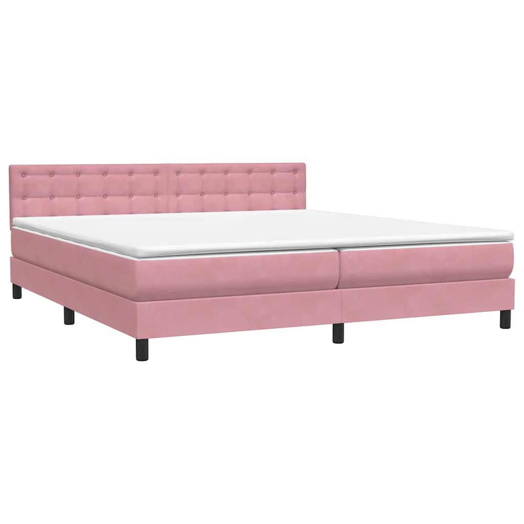 Sommier à lattes de lit avec matelas rose 180x210 cm velours - XIOS
