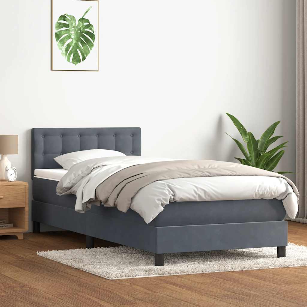 Sommier à lattes de lit et matelas gris foncé 80x220 cm velours - XIOS