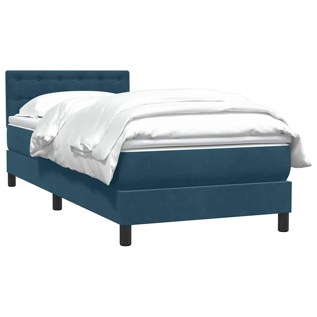 Sommier à lattes de lit et matelas bleu foncé 80x220 cm velours - XIOS