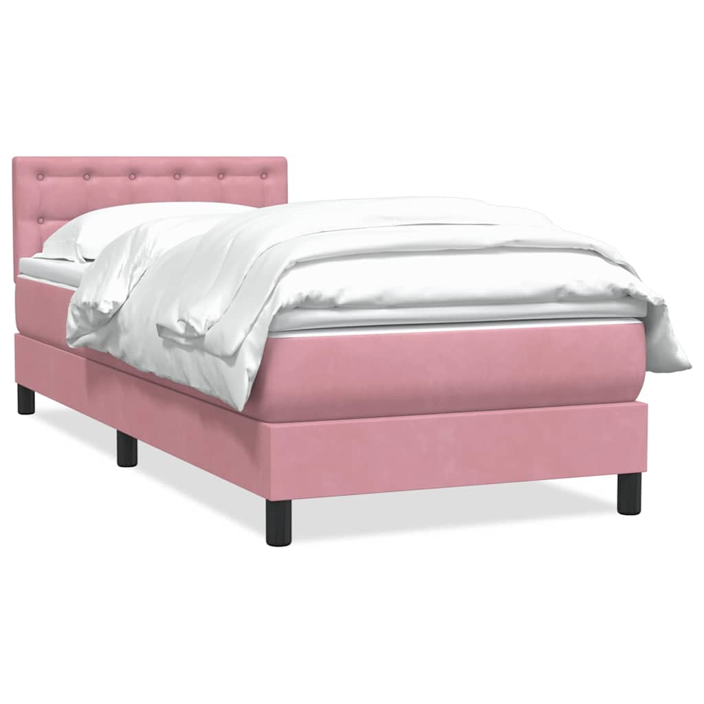 Sommier à lattes de lit avec matelas rose 80x220 cm velours - XIOS