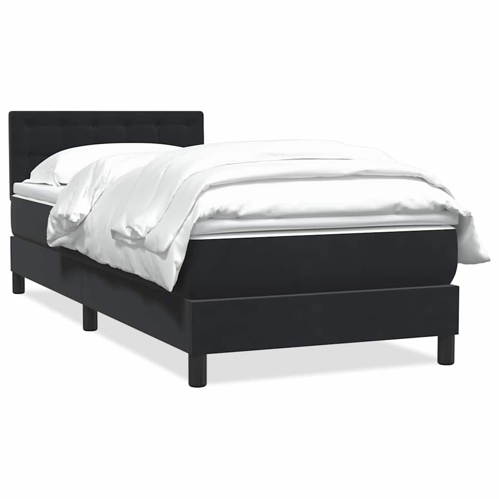 Sommier à lattes de lit avec matelas noir 100x220 cm velours - XIOS