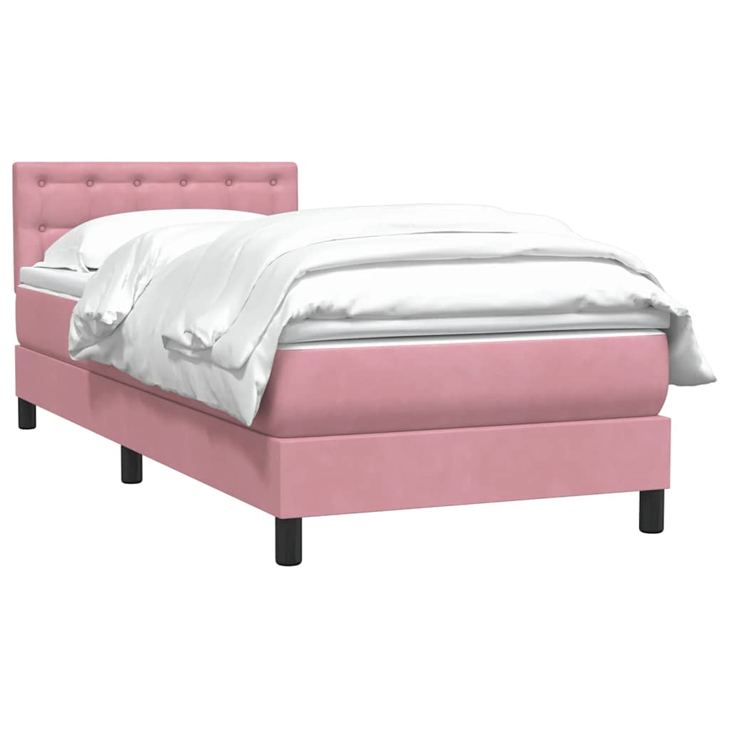 Sommier à lattes de lit avec matelas rose 100x220 cm velours - XIOS