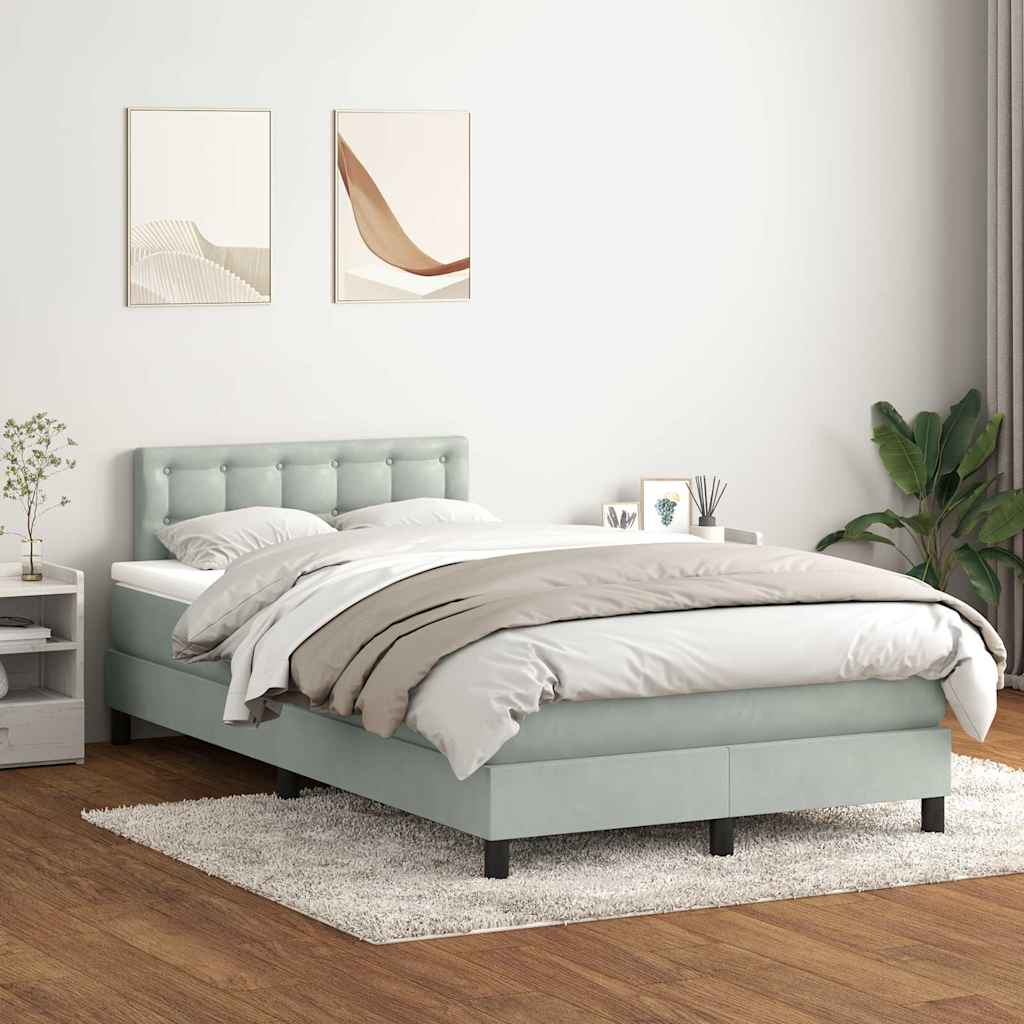 Sommier à lattes de lit et matelas gris clair 120x220cm velours - XIOS