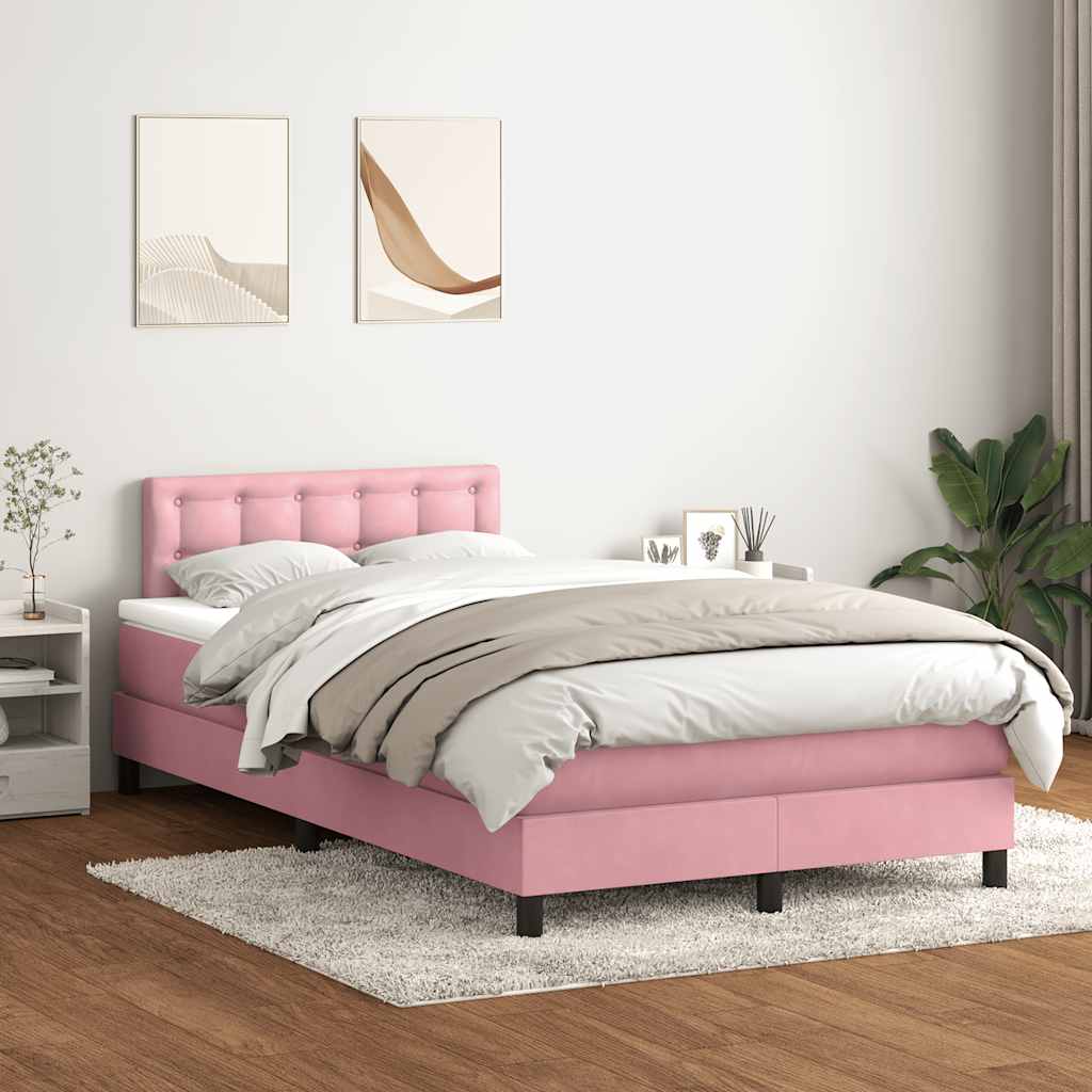 Sommier à lattes de lit avec matelas rose 120x220 cm velours - XIOS