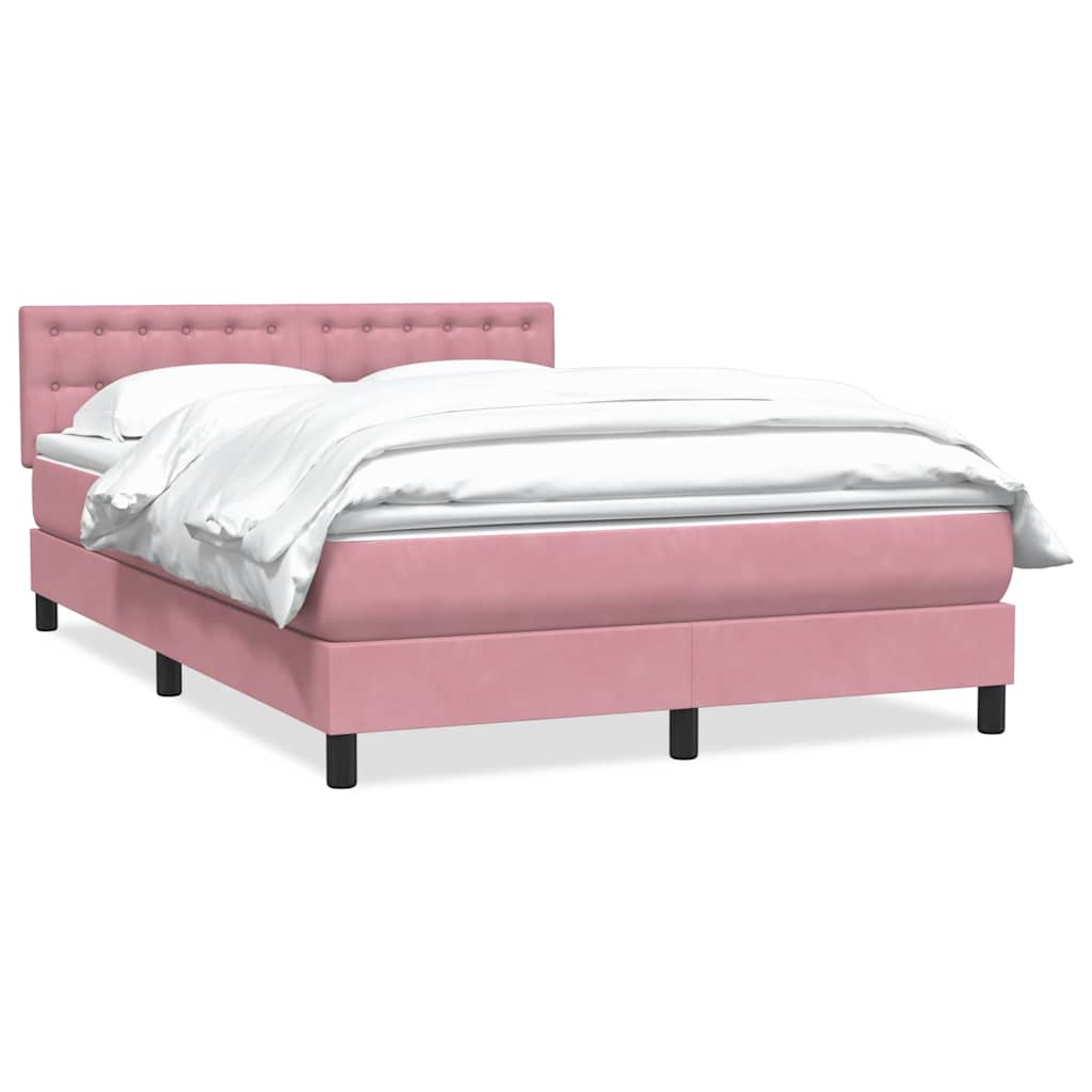 Sommier à lattes de lit avec matelas rose 160x220 cm velours - XIOS