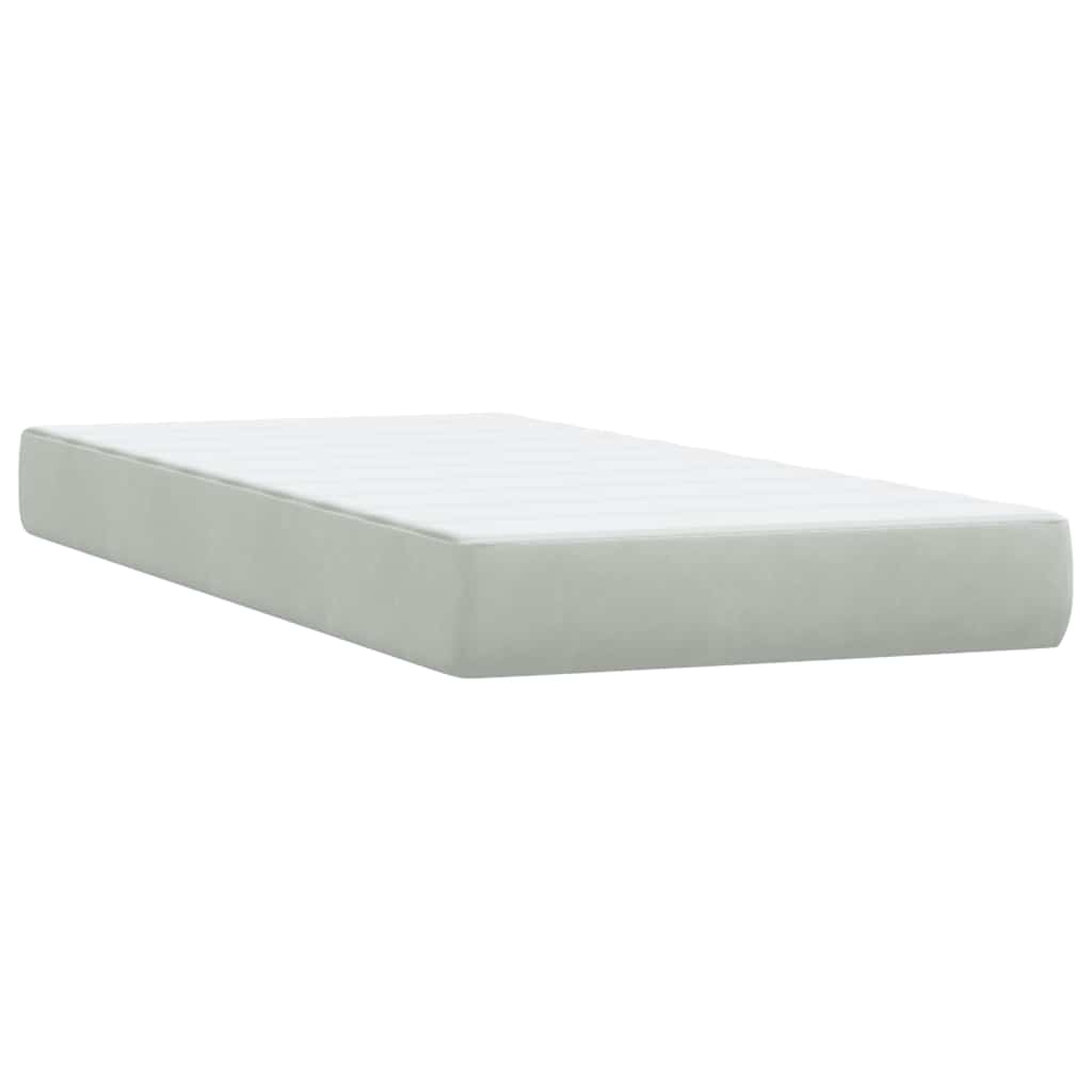 Sommier à lattes de lit et matelas et LED gris clair 80x210 cm velours - XIOS
