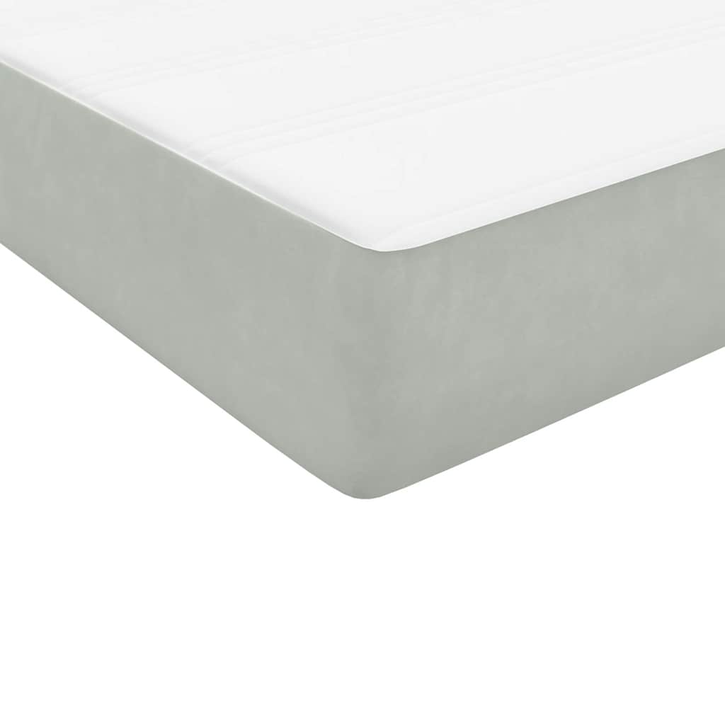 Sommier à lattes de lit et matelas et LED gris clair 80x210 cm velours - XIOS