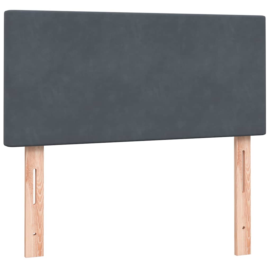 Sommier à lattes de lit et matelas et LED gris foncé 80x210 cm velours - XIOS