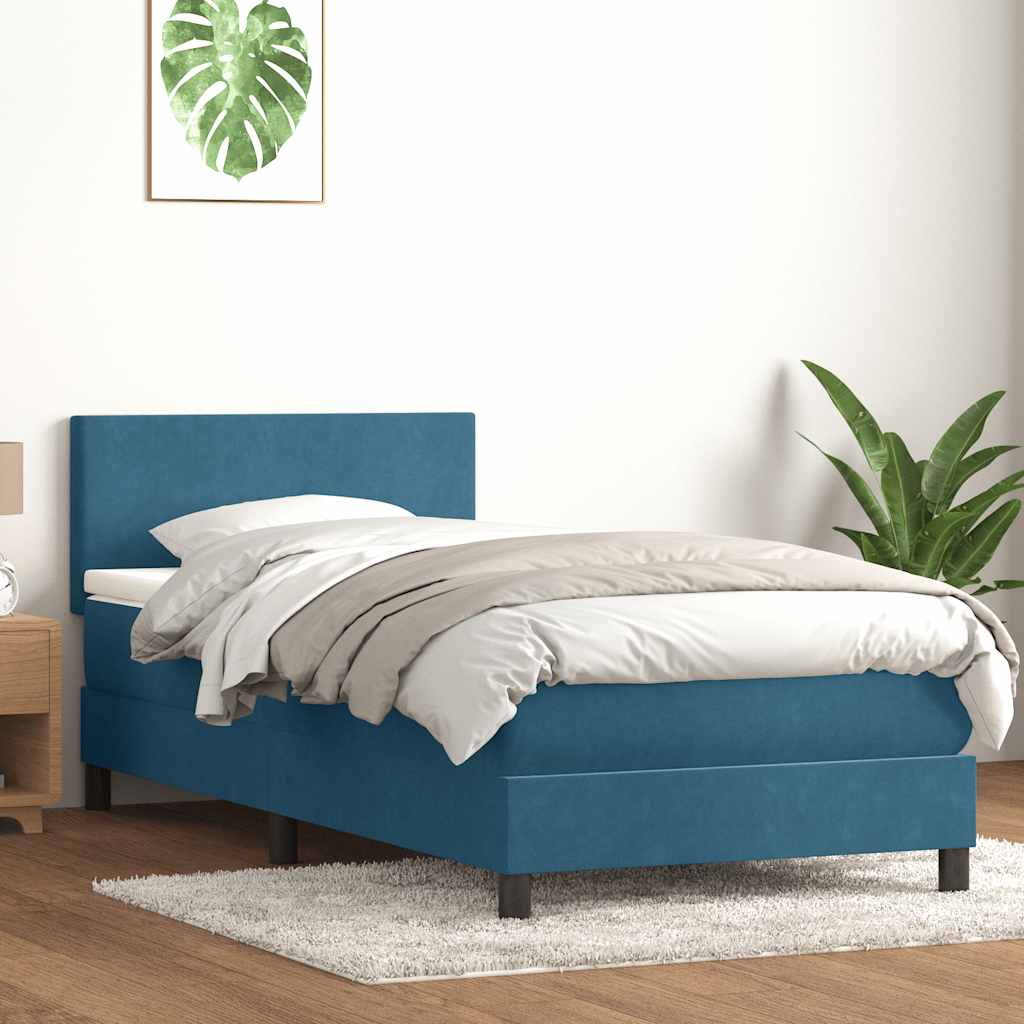 Sommier à lattes de lit et matelas et LED bleu foncé 80x210 cm velours - XIOS