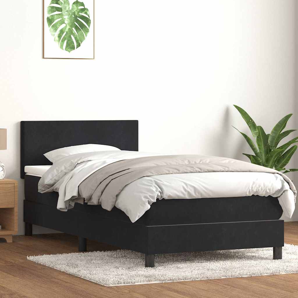 Sommier à lattes de lit avec matelas et LED noir 90x210 cm velours - XIOS