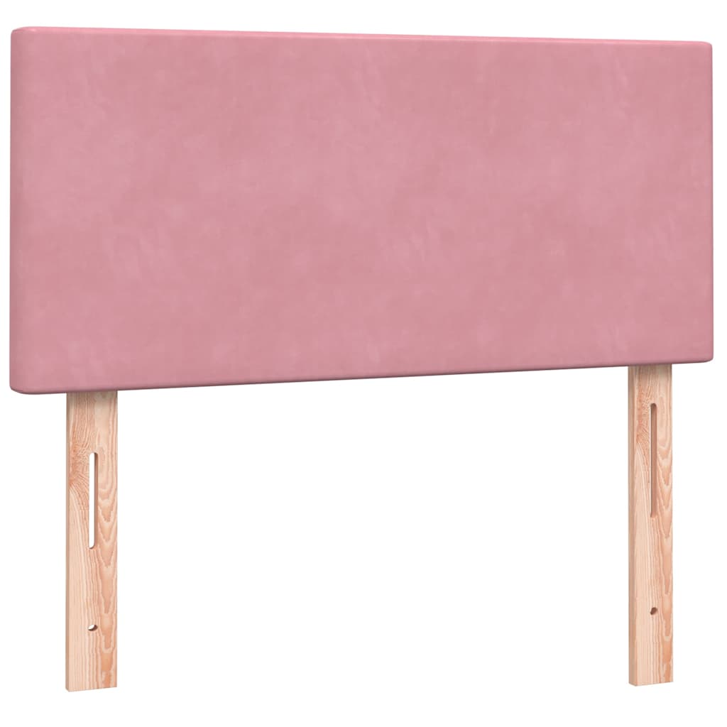 Sommier à lattes de lit avec matelas et LED rose 90x210 cm velours - XIOS