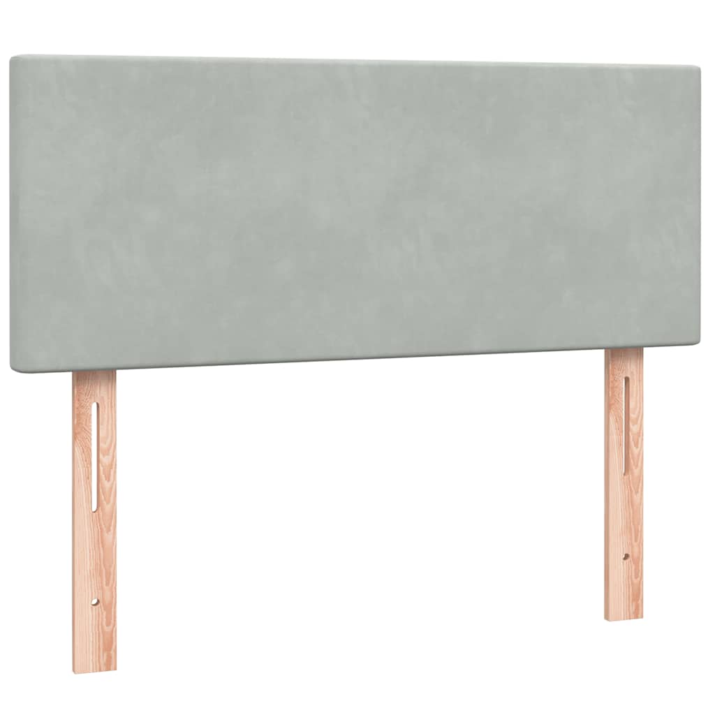 Sommier à lattes de lit et matelas et LED gris clair 120x210cm velours - XIOS