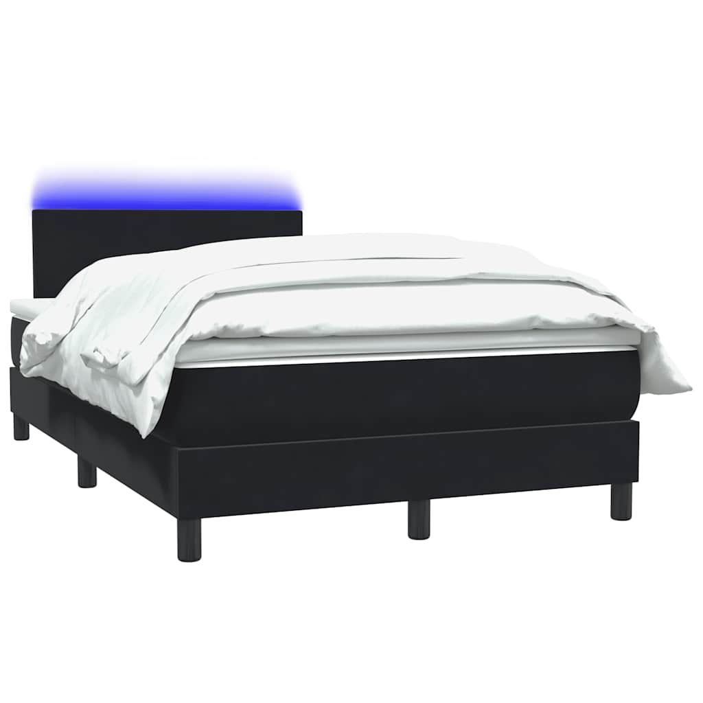 Sommier à lattes de lit avec matelas et LED noir 120x210 cm velours - XIOS